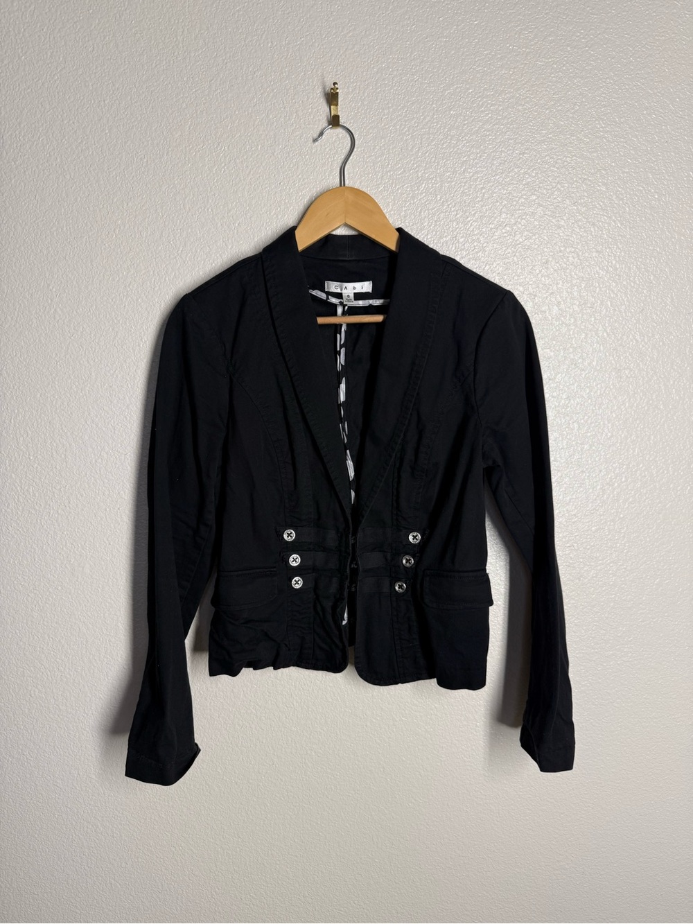CAbi Black Tailored Double-Button Waist Jacket